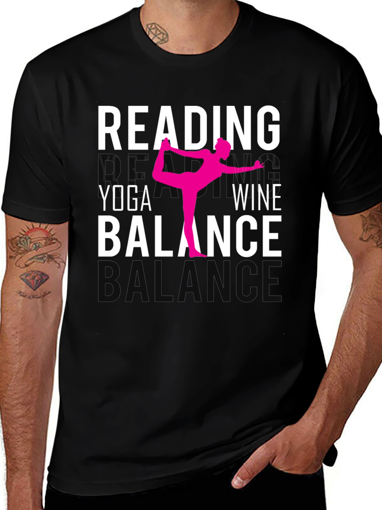 Camiseta Yoga Lectura Vino y Equilibrio
