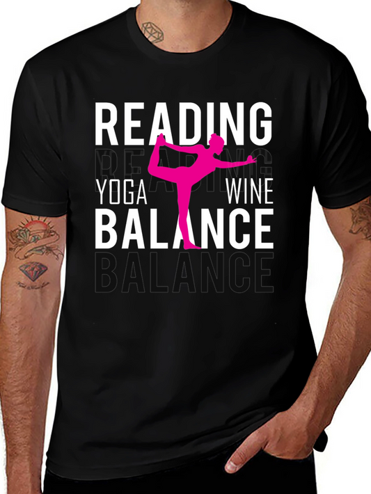 Camiseta Yoga Lectura Vino y Equilibrio