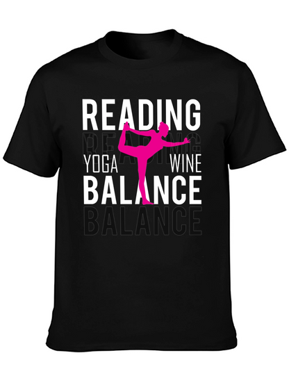 Camiseta Yoga Lectura Vino y Equilibrio