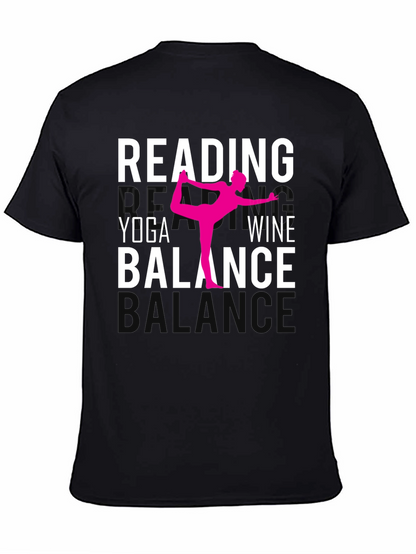 Camiseta Yoga Lectura Vino y Equilibrio