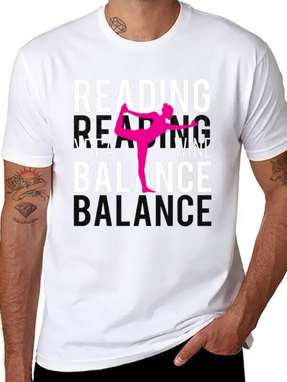 Camiseta Yoga Lectura Vino y Equilibrio
