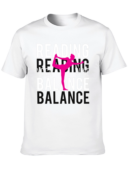 Camiseta Yoga Lectura Vino y Equilibrio