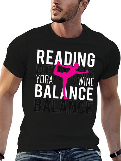 Camiseta Yoga Lectura Vino y Equilibrio