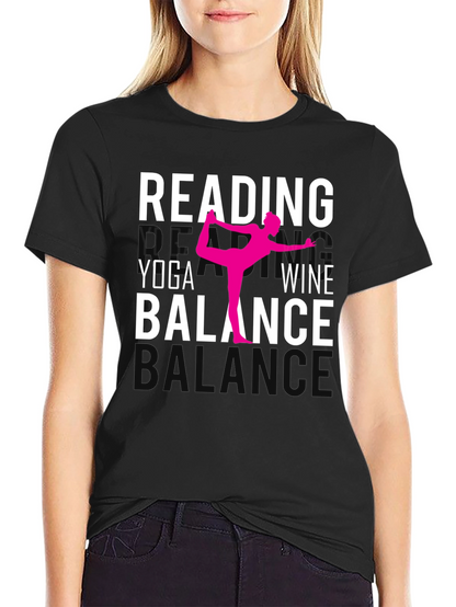 Camiseta Yoga Lectura Vino y Equilibrio