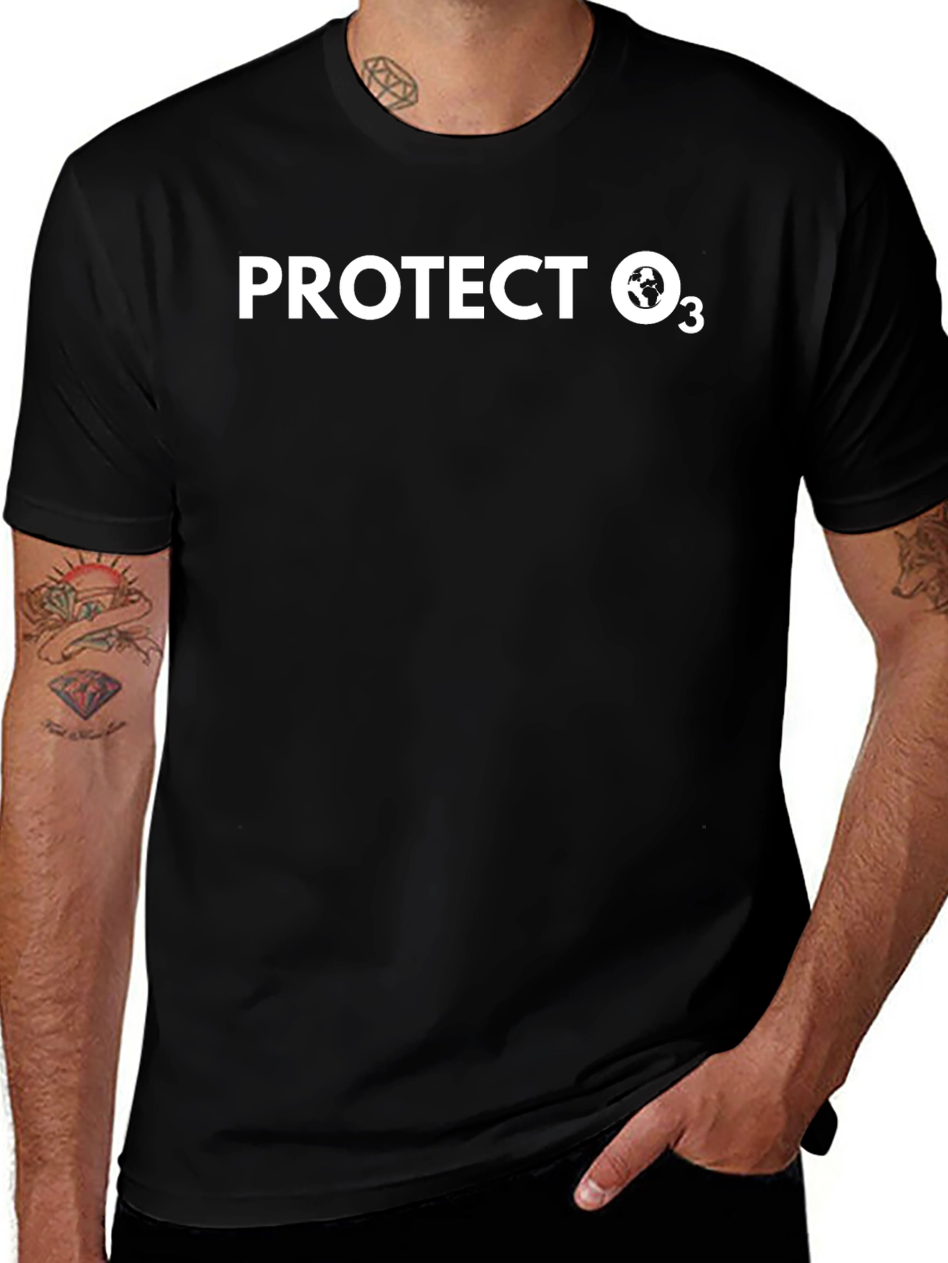 Camiseta Negra Protege O3 - Conciencia Ambiental