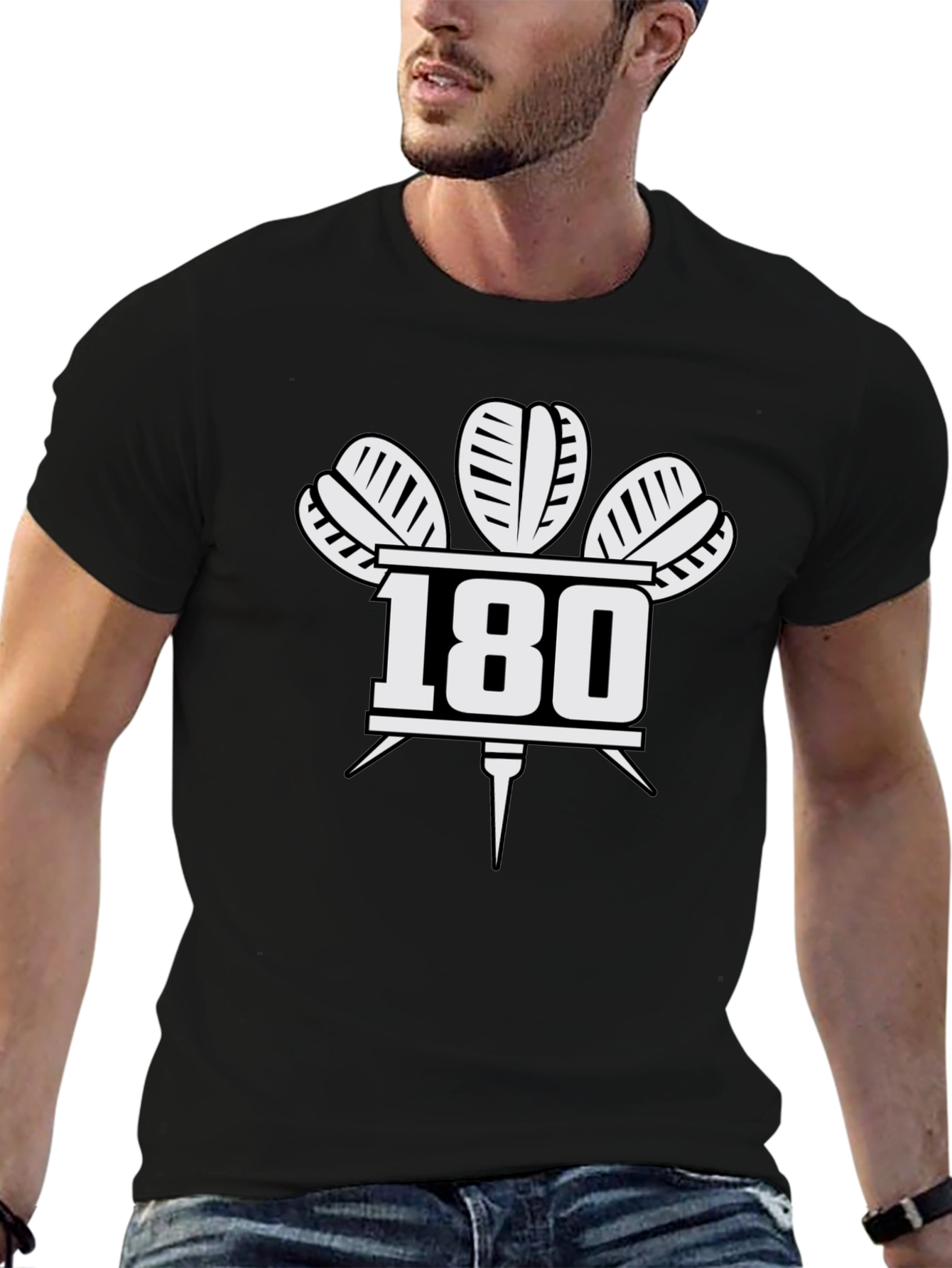 Camiseta Negra 180 Dardos para Hombre