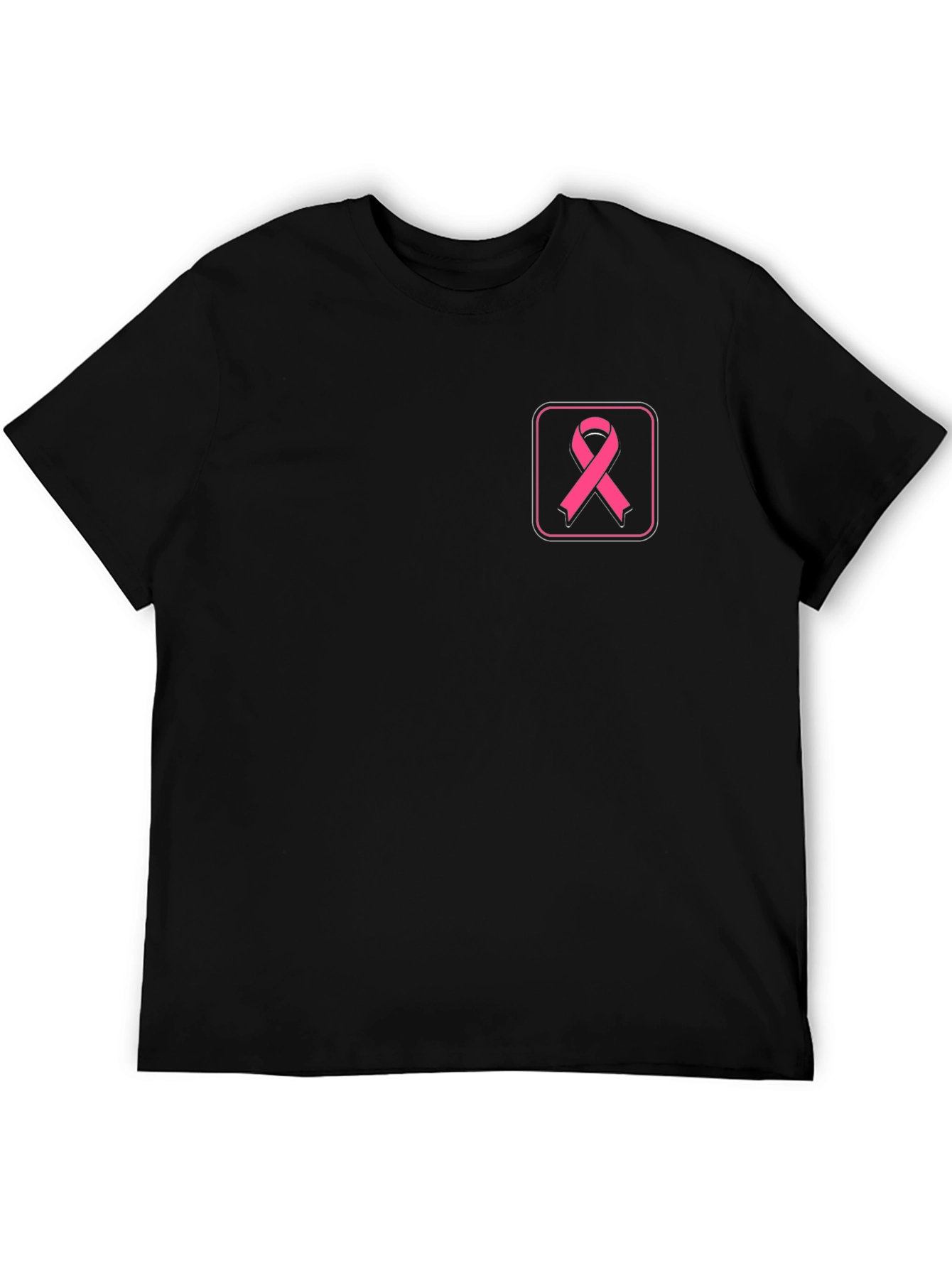 Camiseta Negra con Cinta Rosa contra el Cáncer
