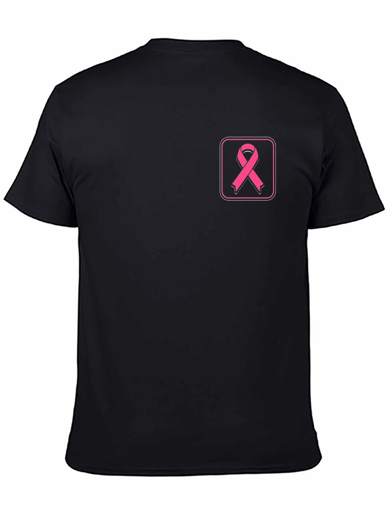 Camiseta Negra con Cinta Rosa contra el Cáncer