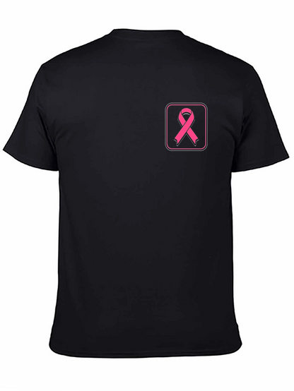 Camiseta Negra con Cinta Rosa contra el Cáncer