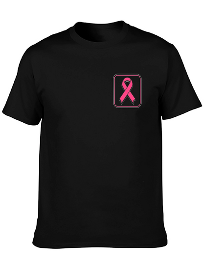 Camiseta Negra con Cinta Rosa contra el Cáncer