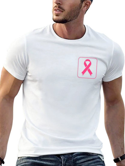 Camiseta Negra con Cinta Rosa contra el Cáncer