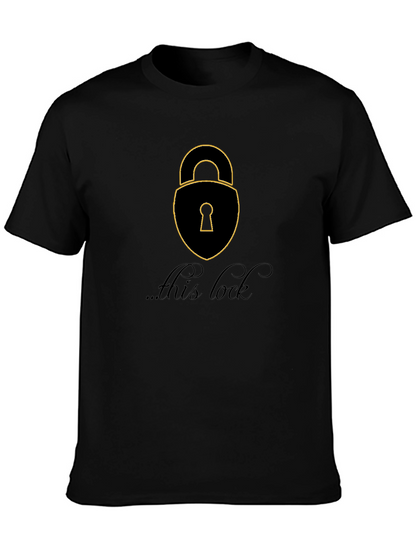 Camiseta Negra con Diseño de Candado para Hombre