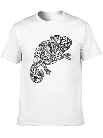 Camiseta Negra con Diseño de Camaleón Abstracto
