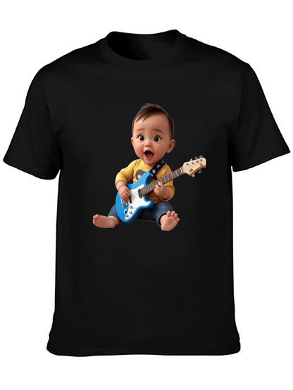Camiseta Negra Bebé Rockstar con Guitarra