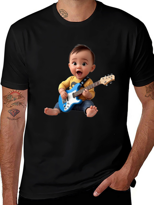 Camiseta Negra Bebé Rockstar con Guitarra