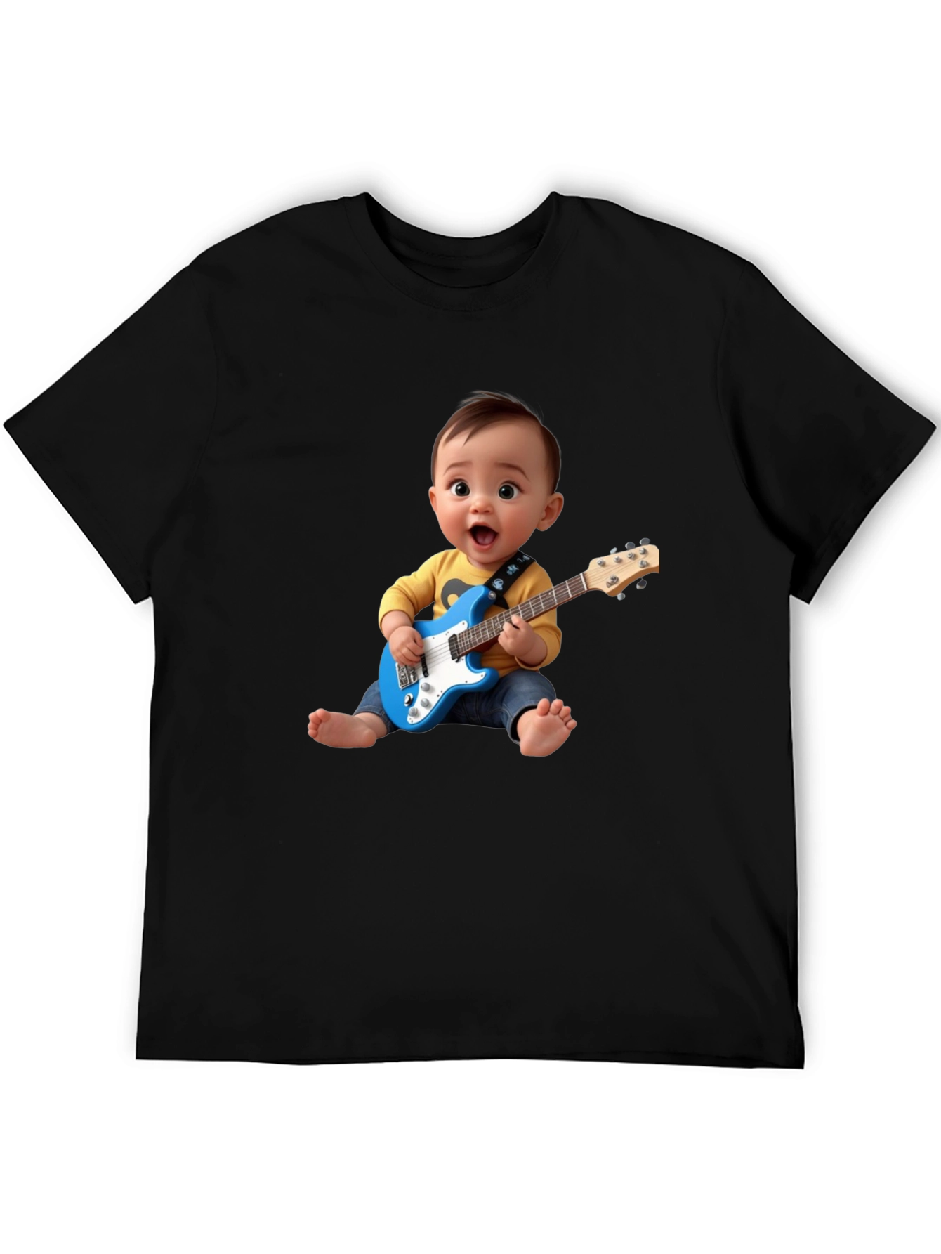 Camiseta Negra Bebé Rockstar con Guitarra