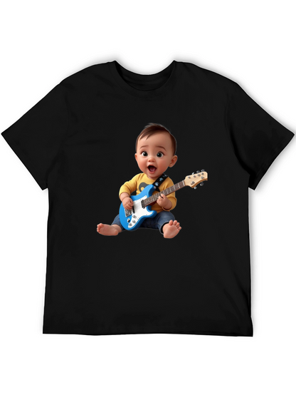Camiseta Negra Bebé Rockstar con Guitarra
