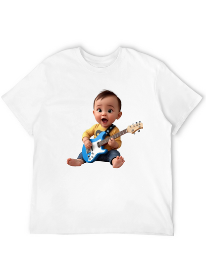 Camiseta Negra Bebé Rockstar con Guitarra