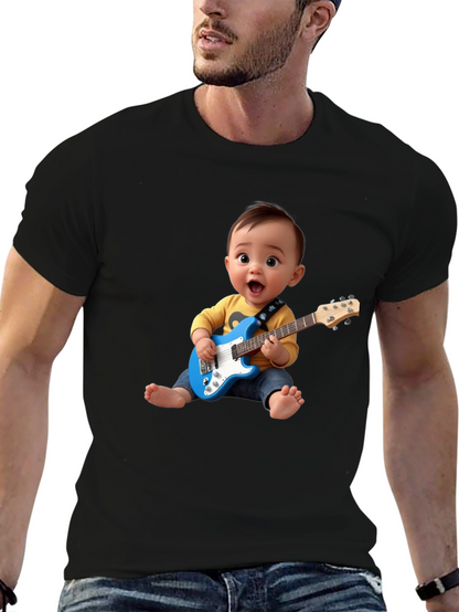 Camiseta Negra Bebé Rockstar con Guitarra