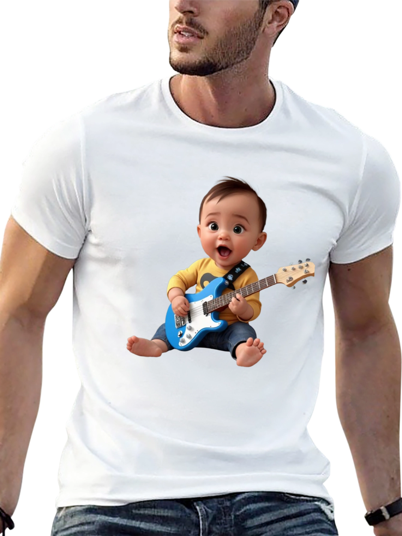 Camiseta Negra Bebé Rockstar con Guitarra