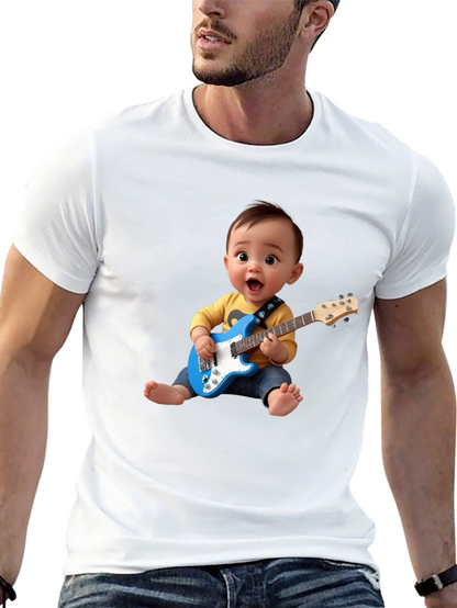 Camiseta Negra Bebé Rockstar con Guitarra