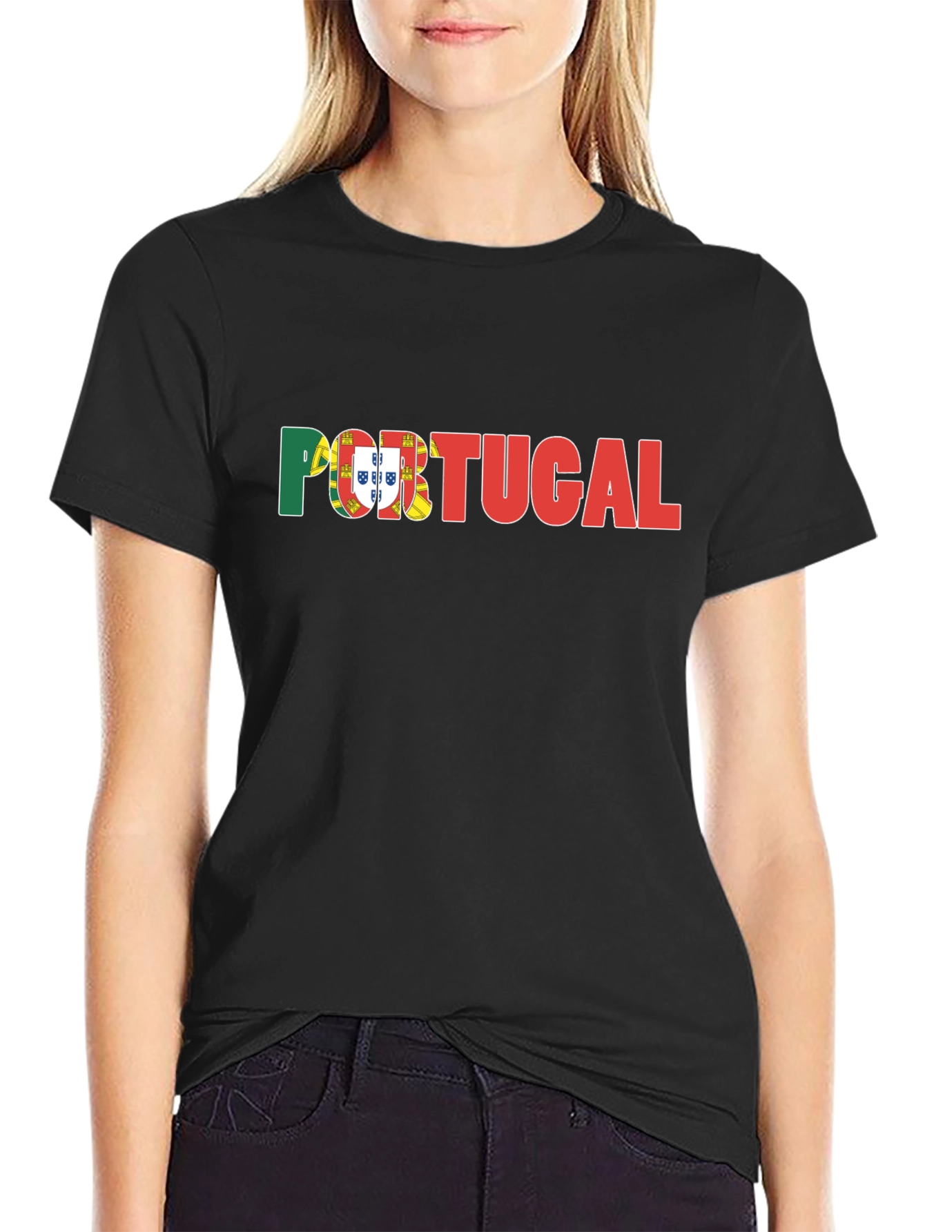 Camiseta Negra Portugal - Diseño Bandera Portuguesa