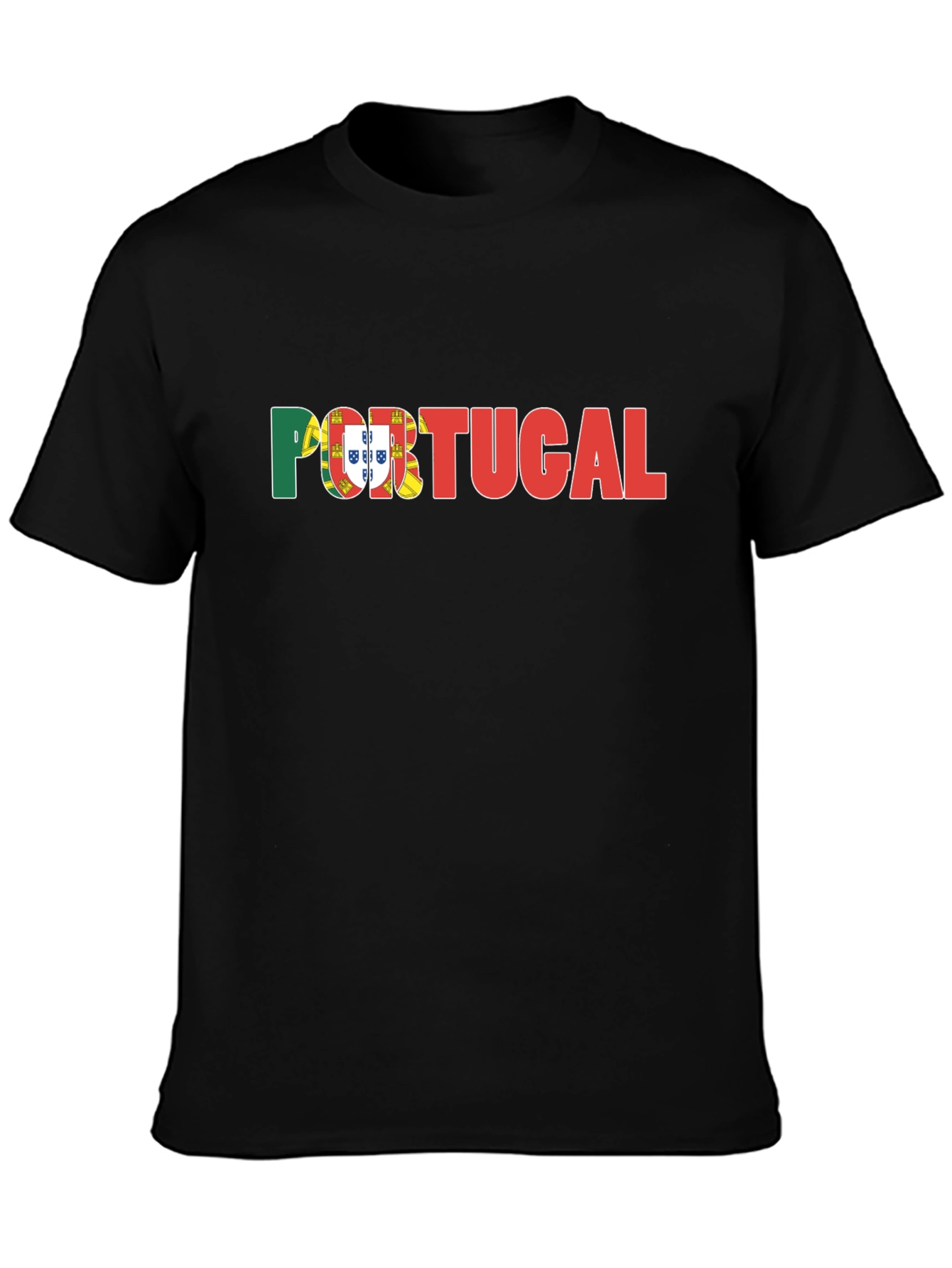 Camiseta Negra Portugal - Diseño Bandera Portuguesa