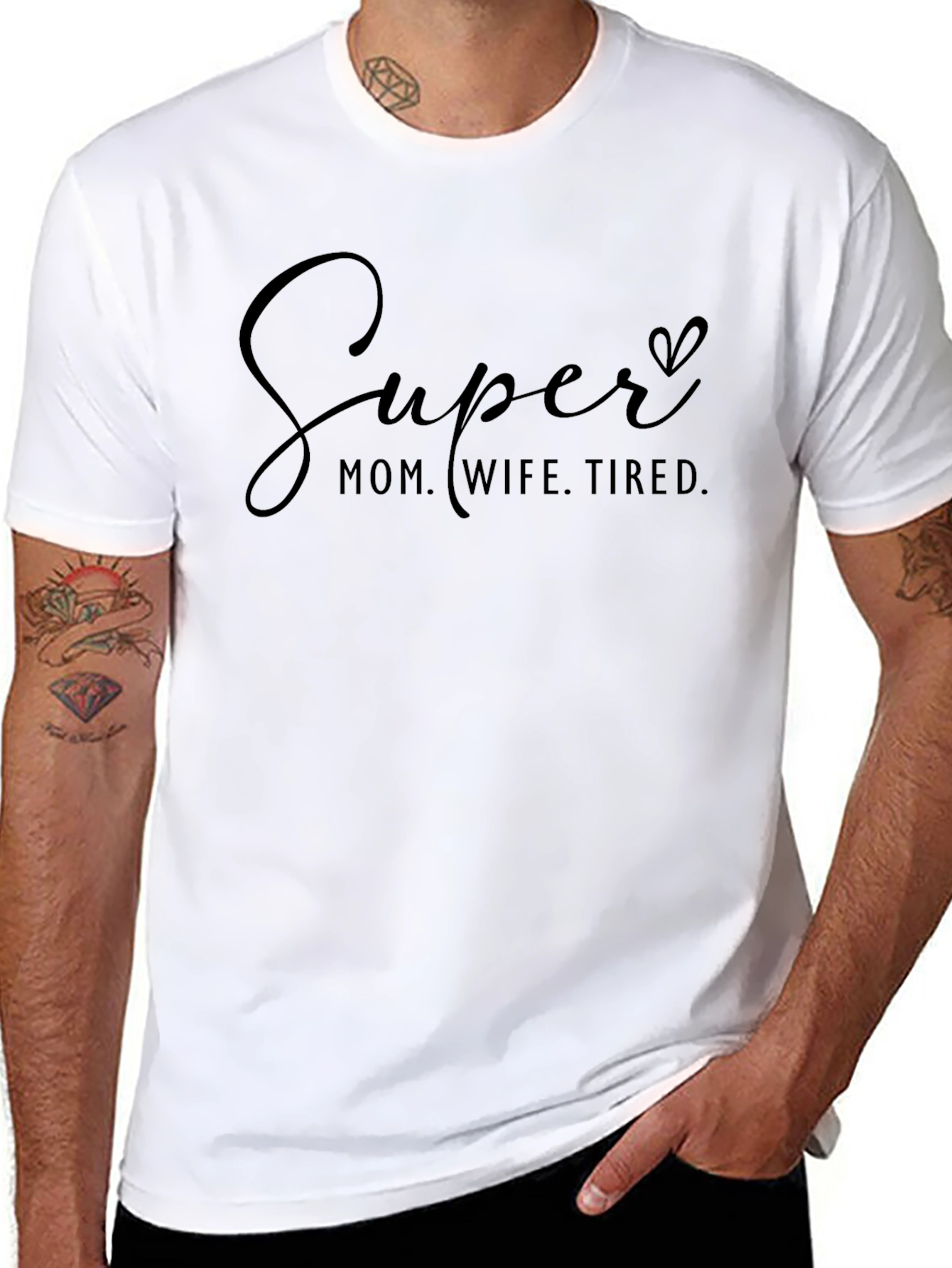 Camiseta Negra: Super Mamá Esposa Cansada