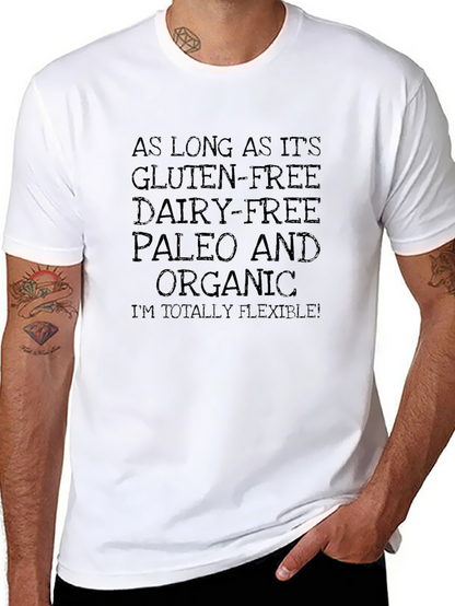 Camiseta Negra Humorística: ¡Gluten-Free Paleo y Flexible!