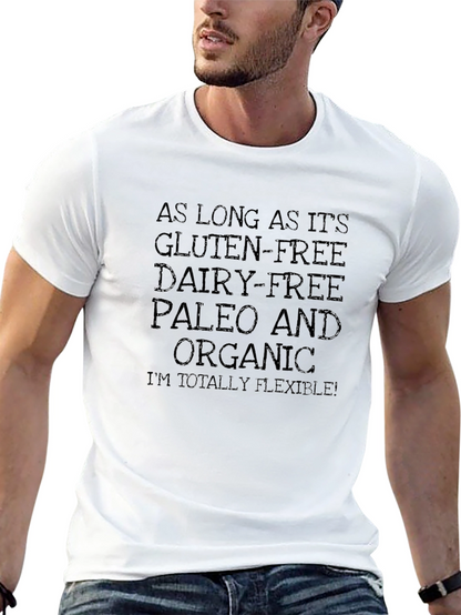 Camiseta Negra Humorística: ¡Gluten-Free Paleo y Flexible!