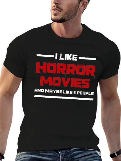 Camiseta Negra: Me Gustan las Películas de Terror