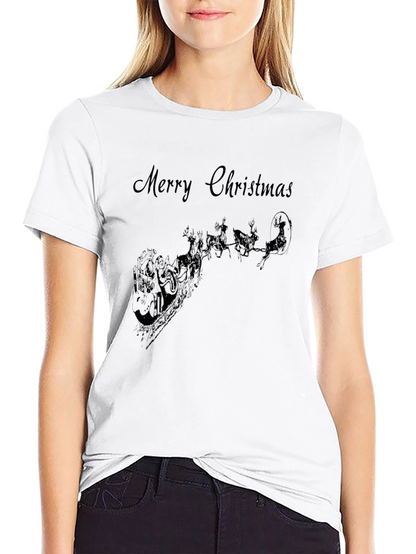 Camiseta Negra Navideña con Santa