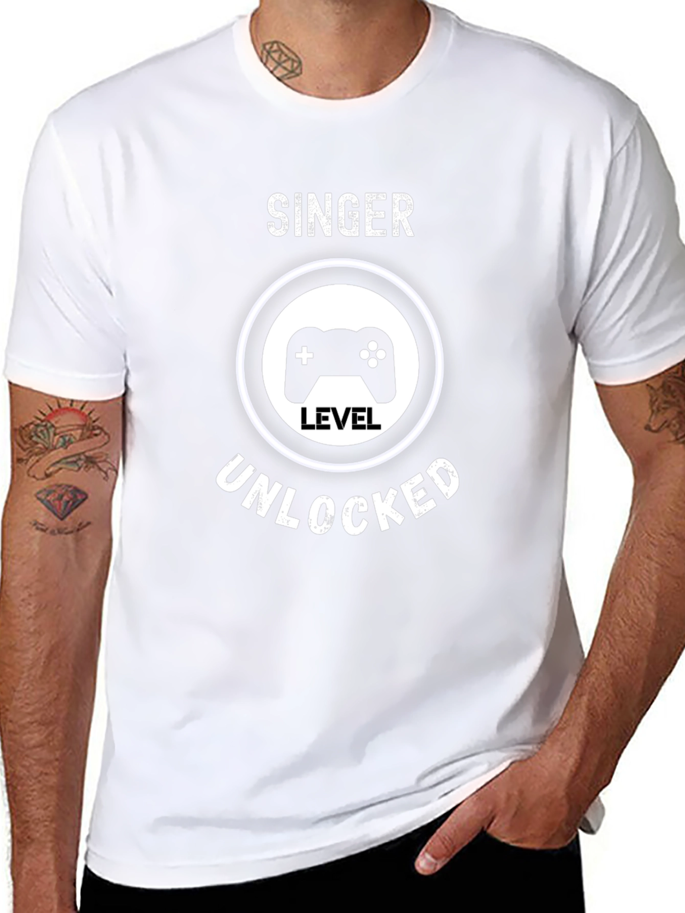 Camiseta Negra Gamer: Cantante Nivel Desbloqueado