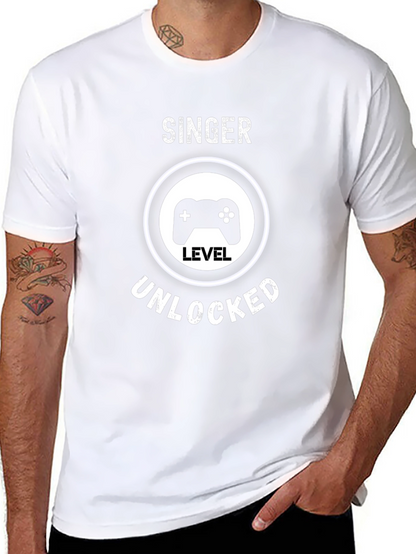 Camiseta Negra Gamer: Cantante Nivel Desbloqueado