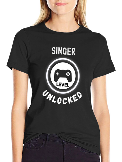 Camiseta Negra Gamer: Cantante Nivel Desbloqueado