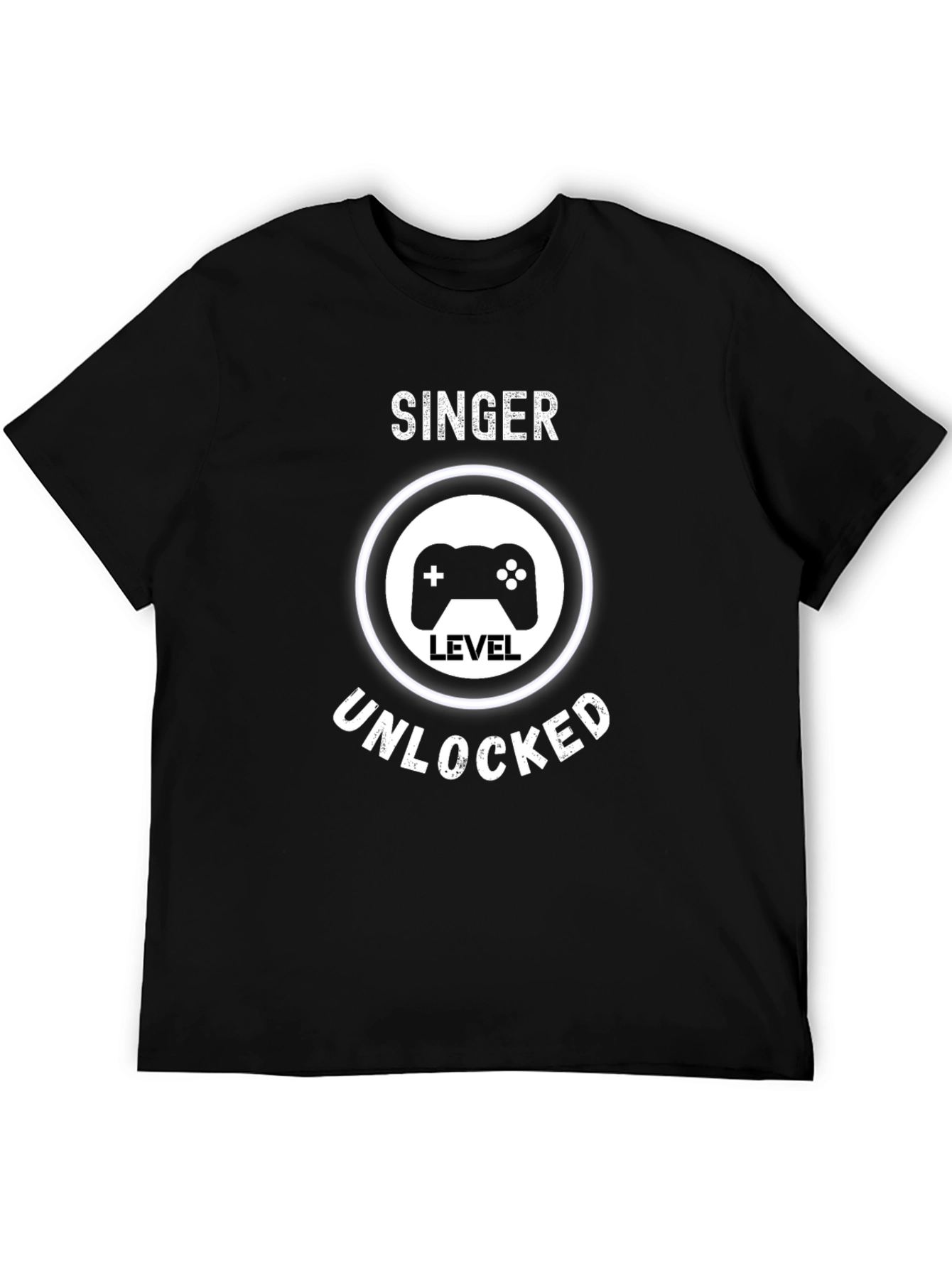 Camiseta Negra Gamer: Cantante Nivel Desbloqueado