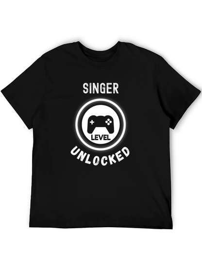 Camiseta Negra Gamer: Cantante Nivel Desbloqueado