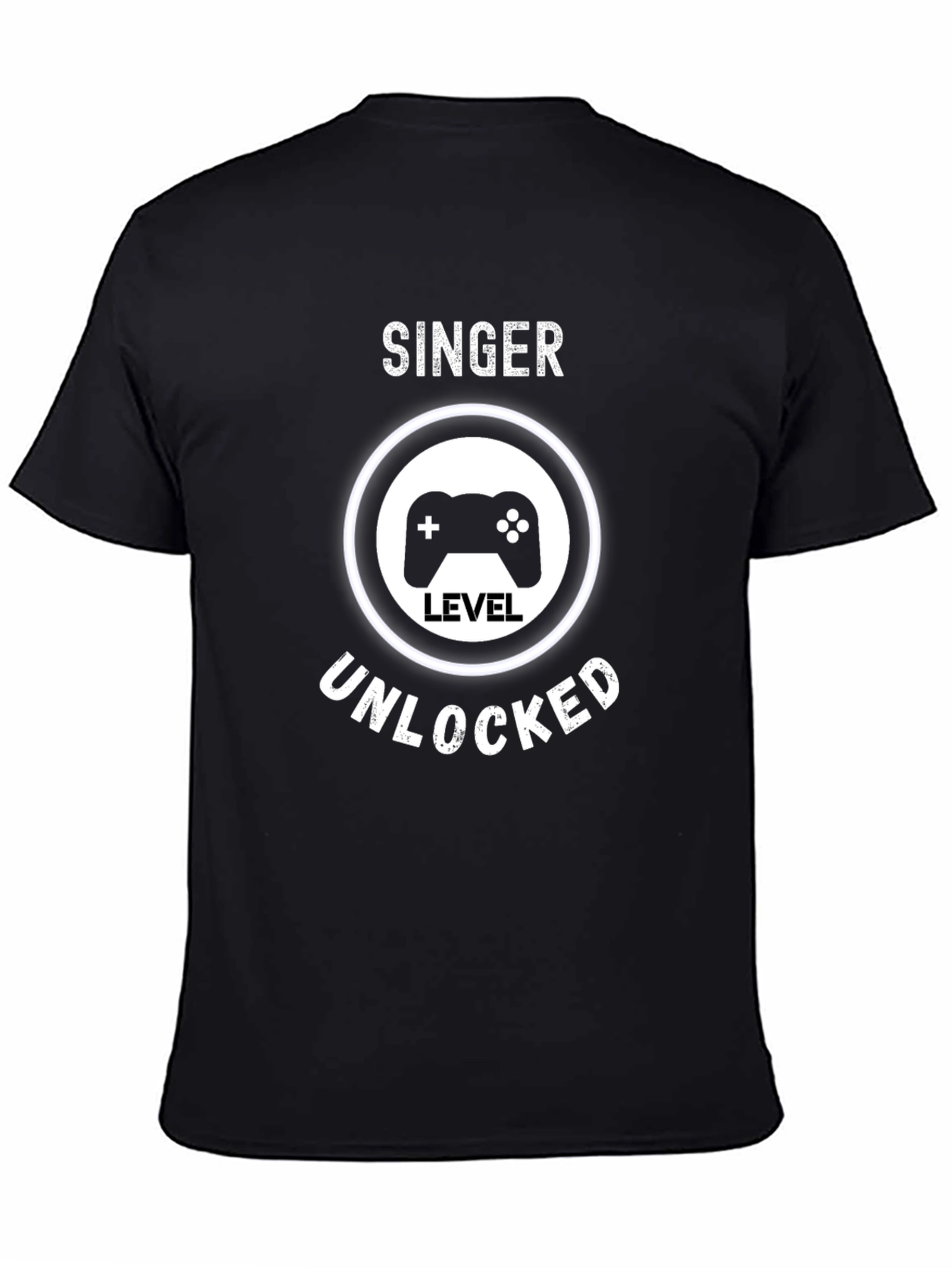 Camiseta Negra Gamer: Cantante Nivel Desbloqueado