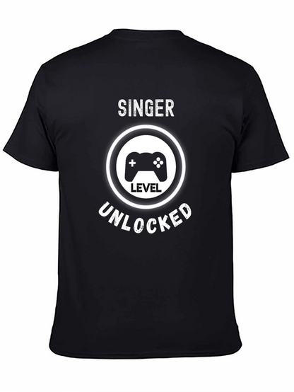 Camiseta Negra Gamer: Cantante Nivel Desbloqueado