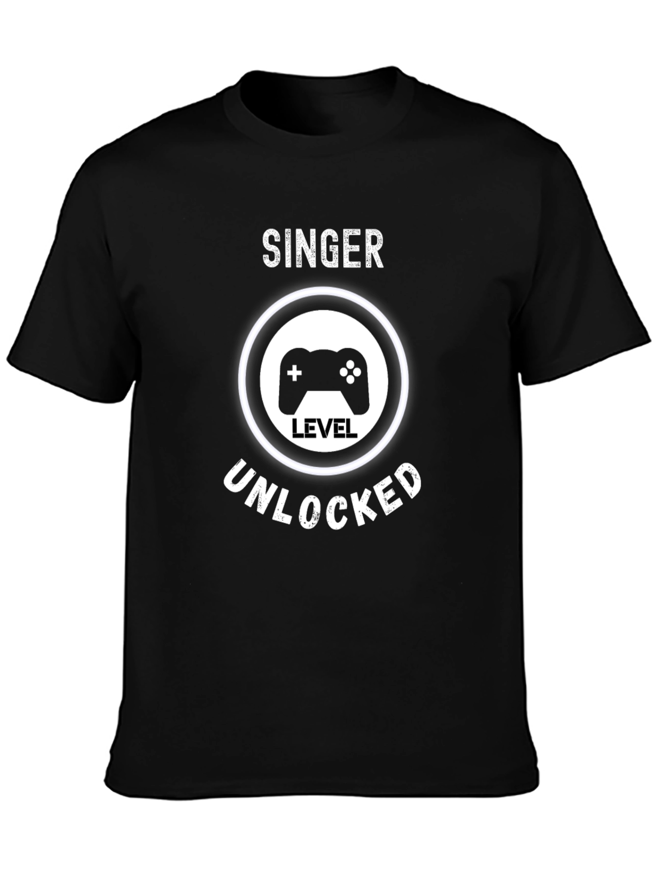Camiseta Negra Gamer: Cantante Nivel Desbloqueado