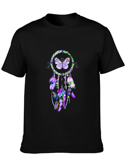 Camiseta Negra con Diseño Atrapasueños Mariposa