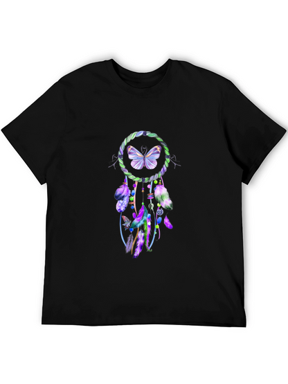 Camiseta Negra con Diseño Atrapasueños Mariposa