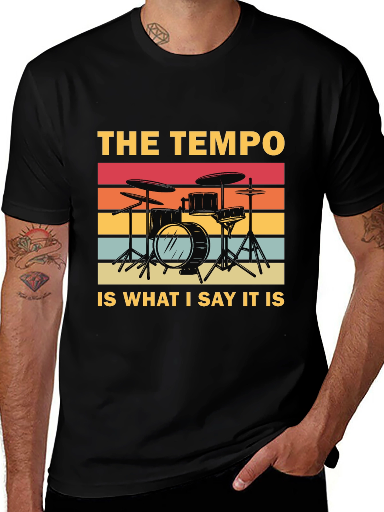 Camiseta Negra: Batería Retro - El Tempo Soy Yo