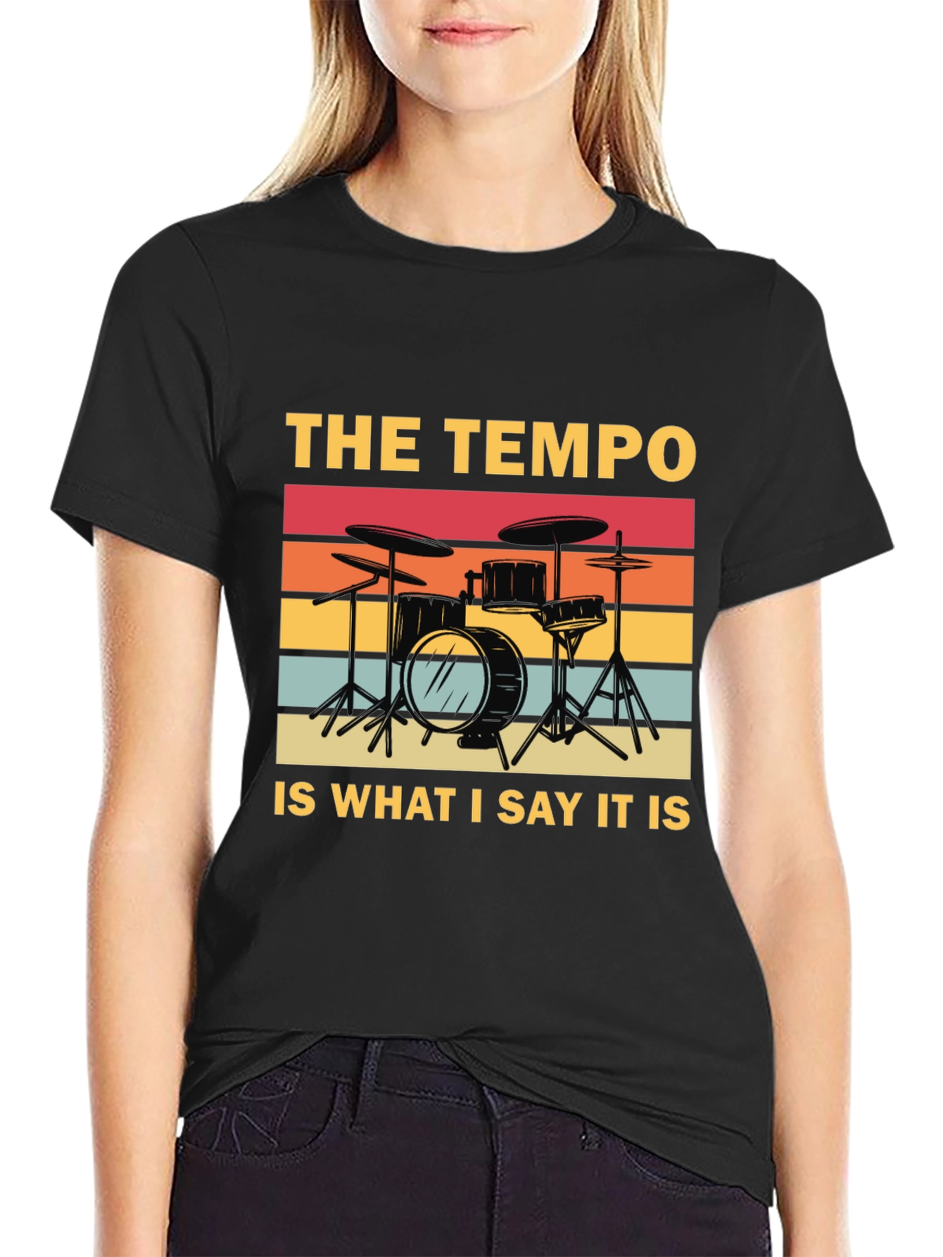 Camiseta Negra: Batería Retro - El Tempo Soy Yo