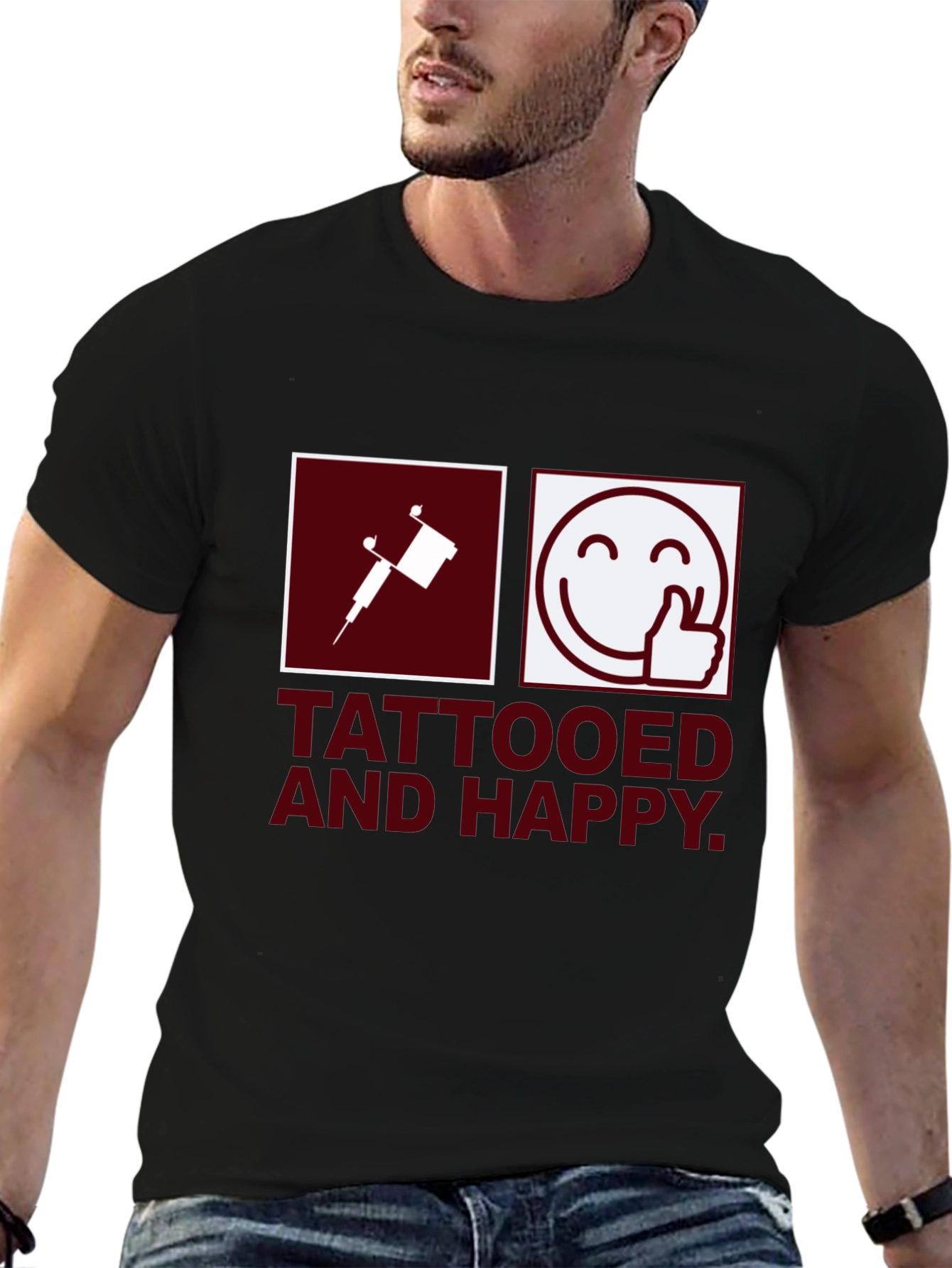 Camiseta Negra Tattooed and Happy
