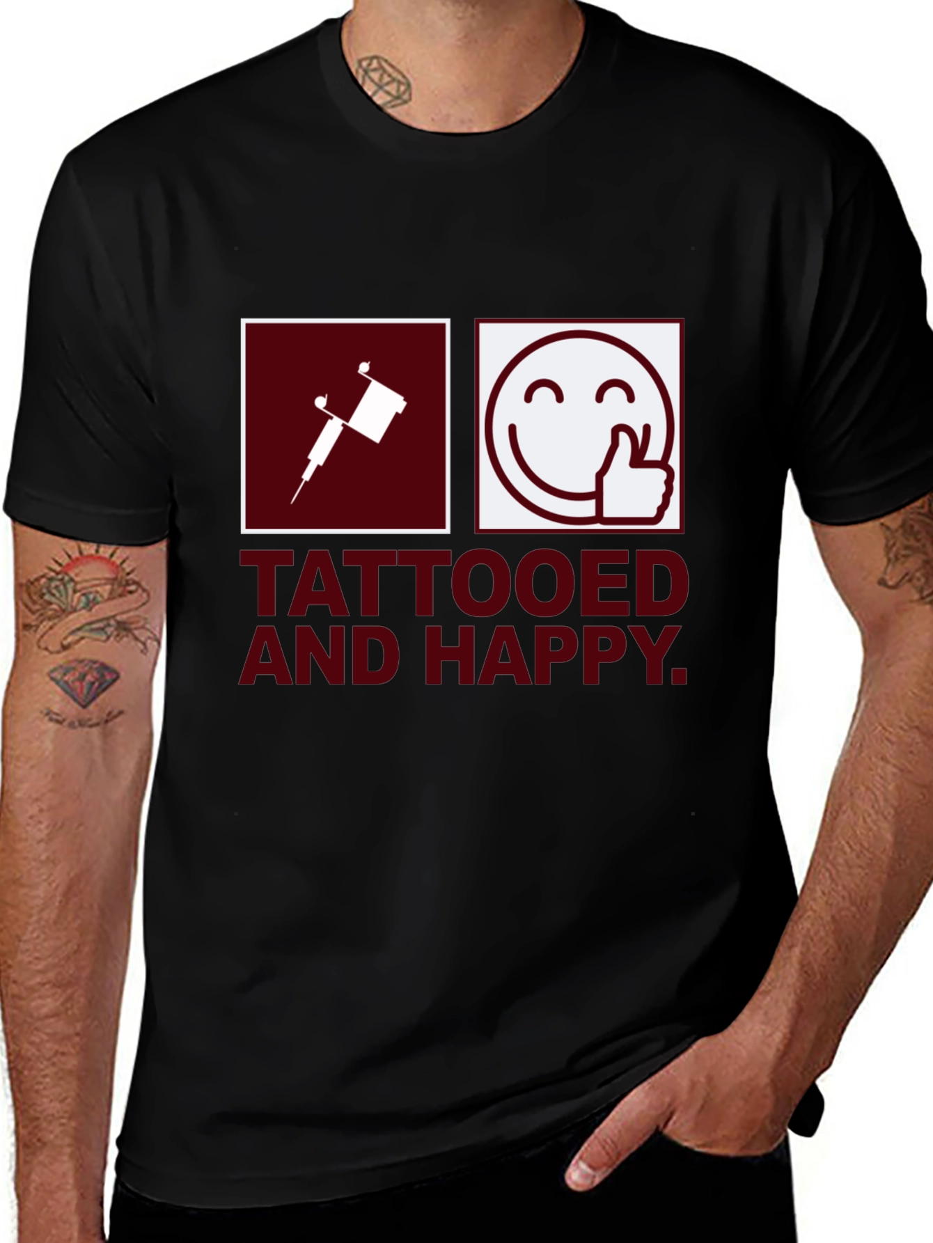 Camiseta Negra Tattooed and Happy