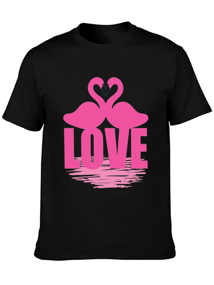 Camiseta Negra Amor Flamencos San Valentín