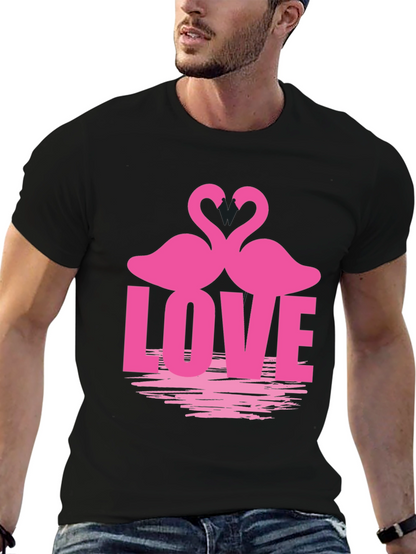 Camiseta Negra Amor Flamencos San Valentín