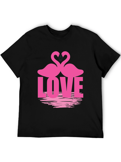 Camiseta Negra Amor Flamencos San Valentín