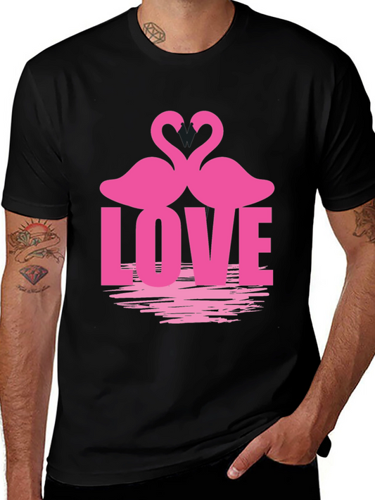 Camiseta Negra Amor Flamencos San Valentín